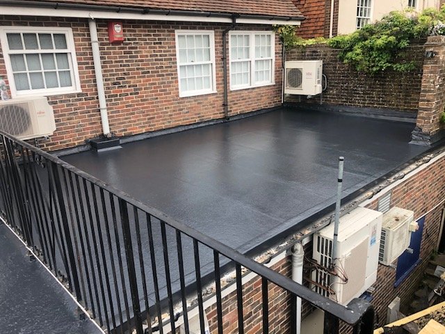 black flat roof